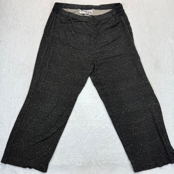 Chico's‎ Travelers Pants Wide Leg Cropped Black Beige Speckled Size 2 US L - Picture 1 of 8
